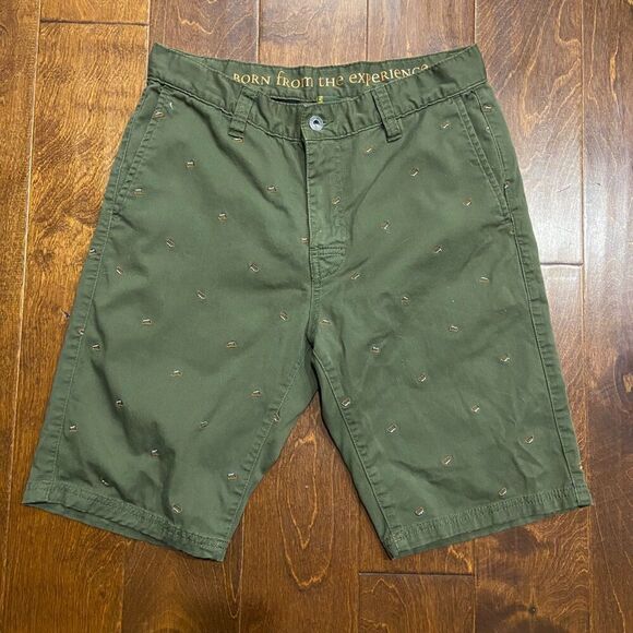 PrAna Chino AOP Embroidered Carabiner Olive Green Cotton Shorts Men's Size 32 - Picture 3 of 7